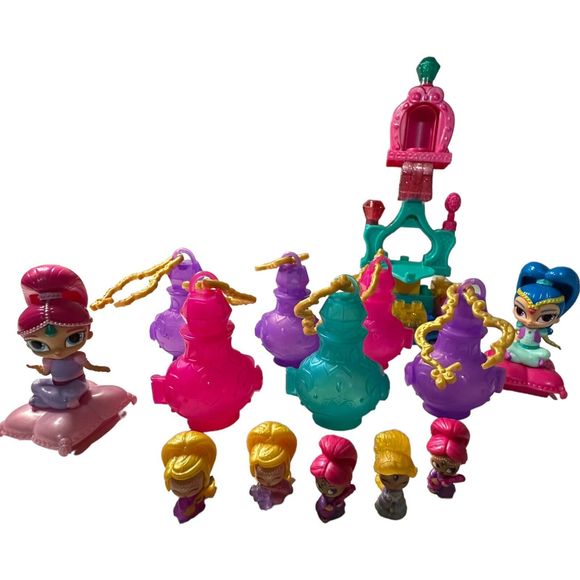 LOT Mega Bloks Shimmer & Shine Bedtime Building Set + 5 Teenie Genies + Bottles - Picture 8 of 16